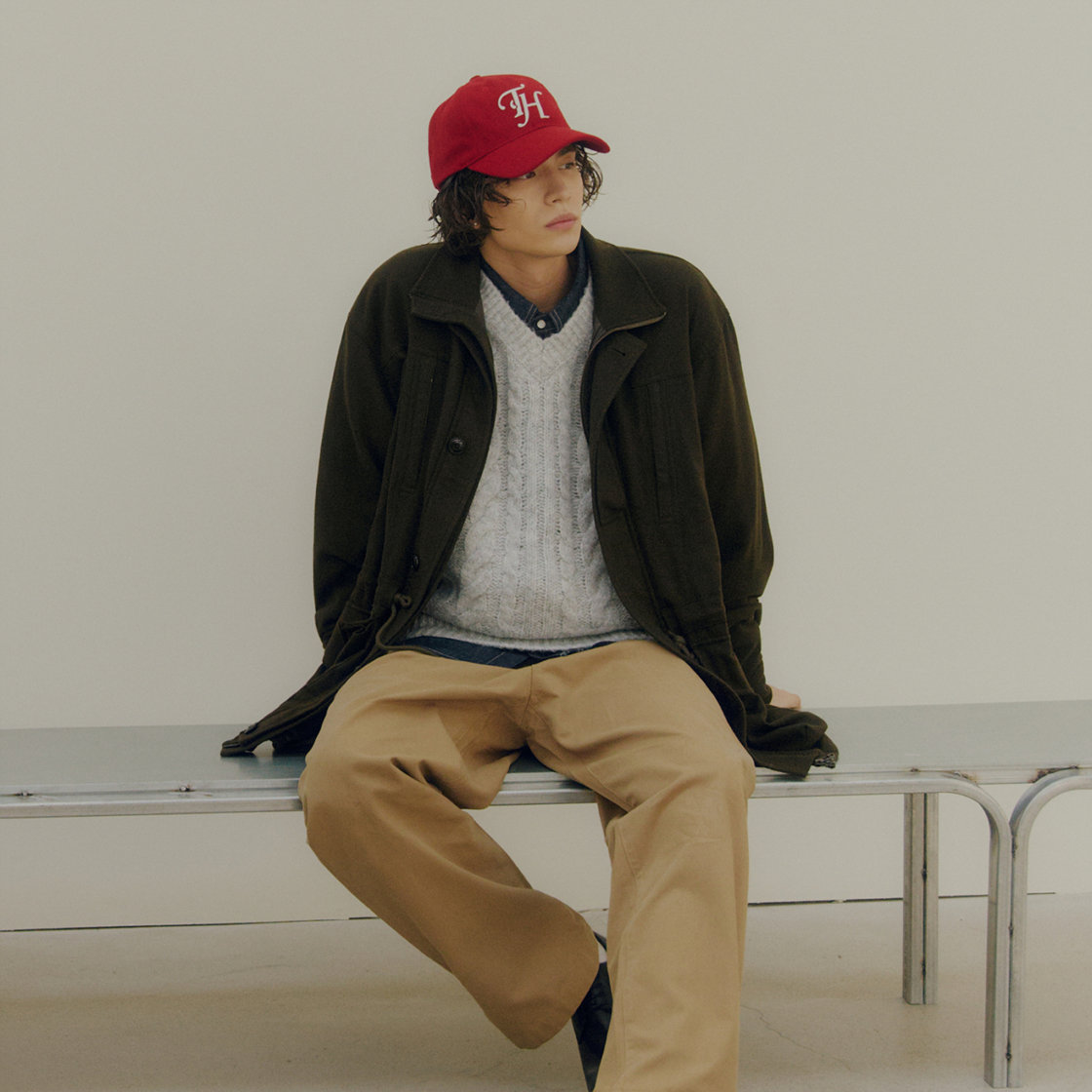 트래픽하모니 울블랜드 TH 아플리케 로고 딥핏 볼캡 레드(Traffic Harmony Wool Blend TH Applique Logo Deep Fit Ball Cap Red) - 5