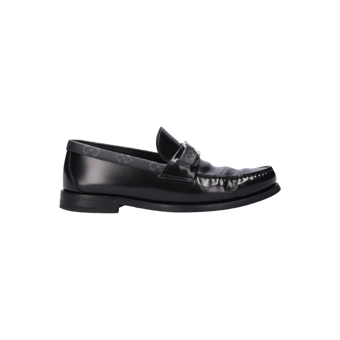 ITGROBNAL2L8 Louis Vuitton Leather Canvas Loafers Black 5.5
