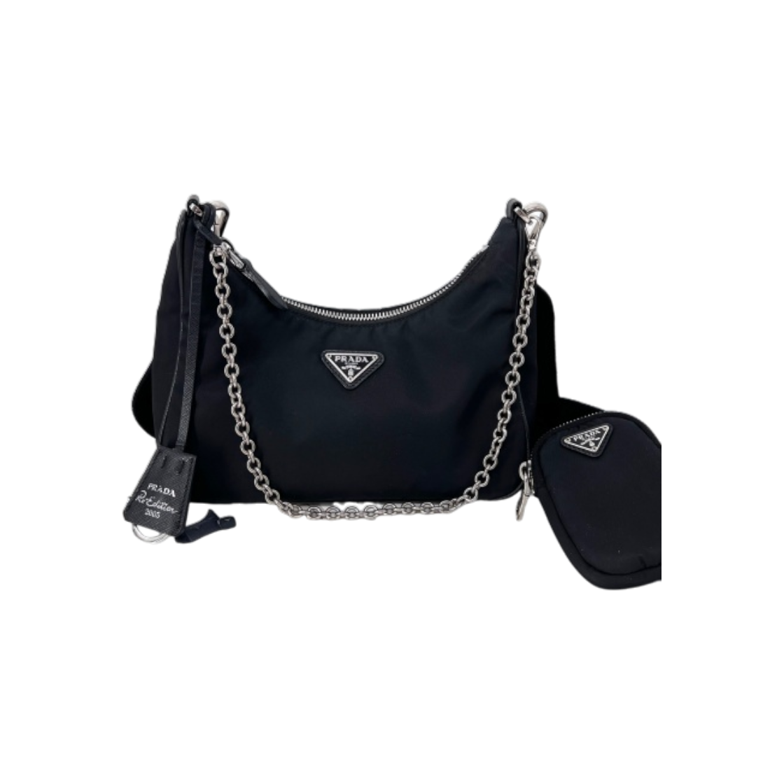 ITR7SODD2DNG Prada Nylon Multi Tessuto Hobo Crossbody Bag Black 1BH204