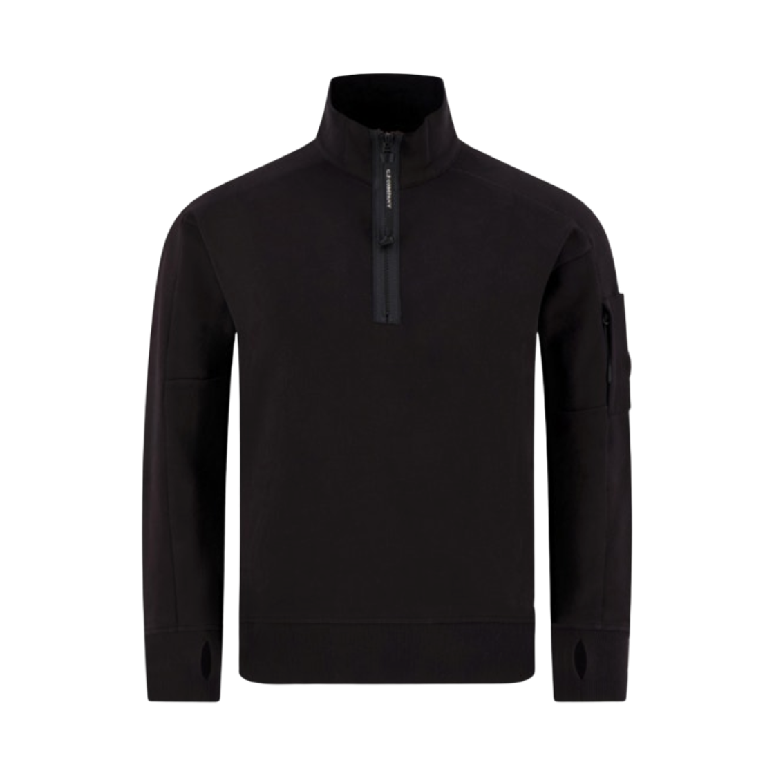 21CMSS033A005086W999 C.P. Company Diagonal Raised Fleece Lens Half Zip Sweatshirt Black - 26FW