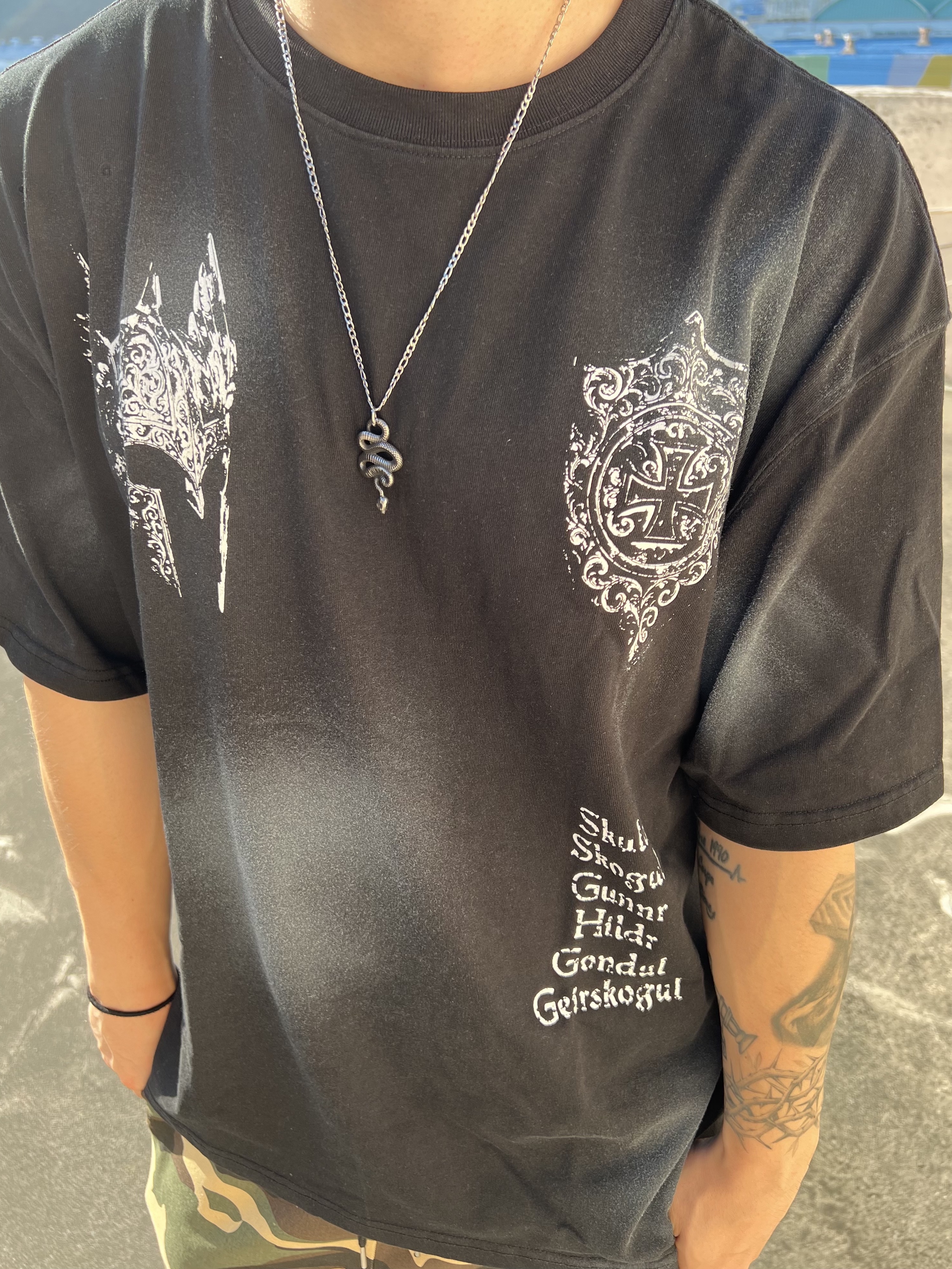 AX CONNECTION Snake Pendant Chain Necklace 착용 스타일 - 3