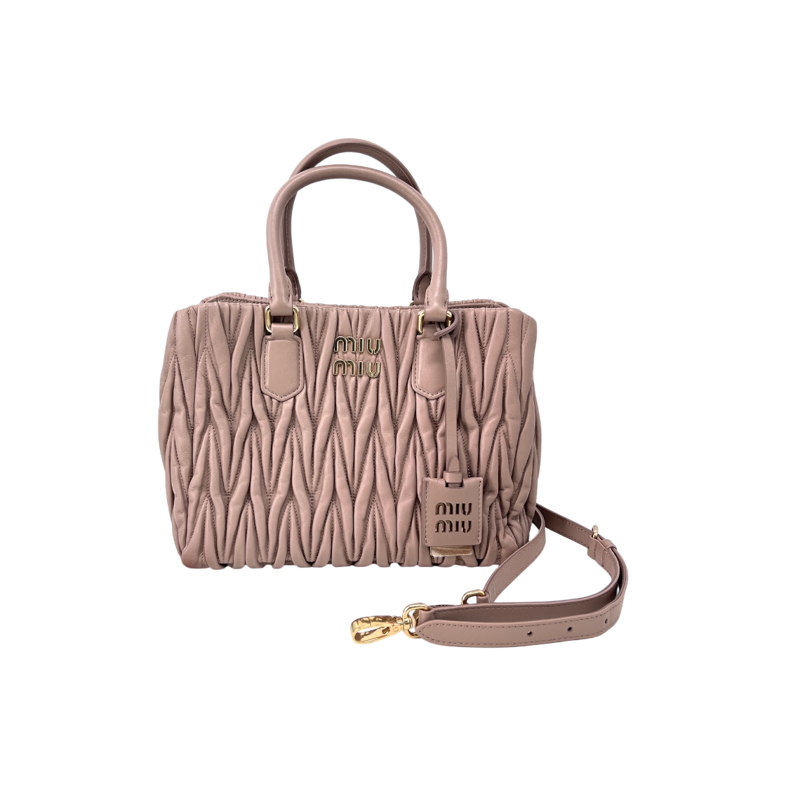 ITOADQM3KHH4 Miu Miu Matelasse Napa Leather Tote Bag 5BA258
