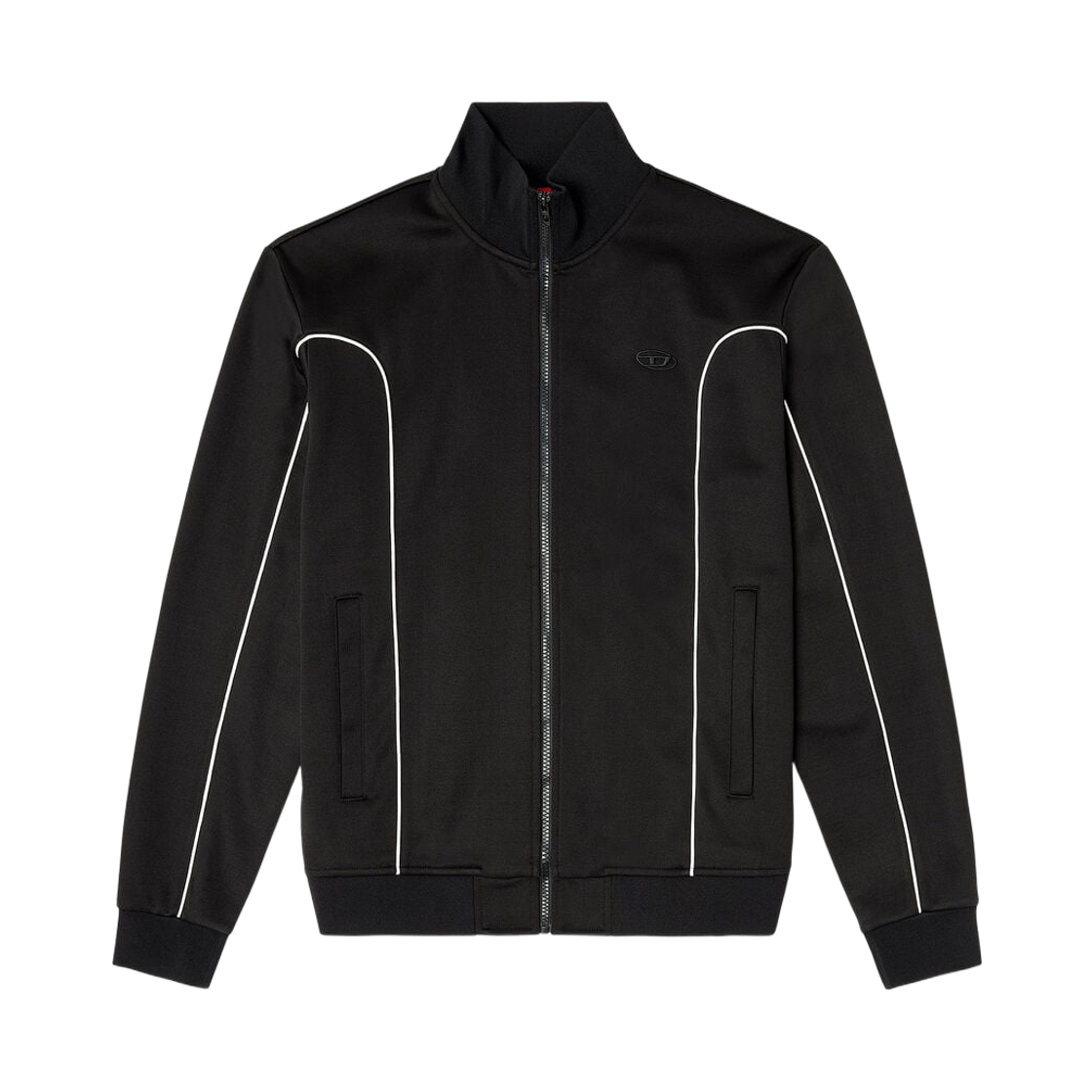 A202930EPCK-9XX Diesel Sweat Fabric Track Jacket with Contrast Piping Black