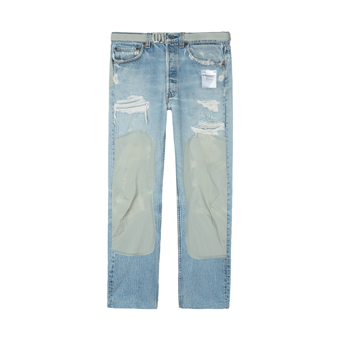 새티스파이 x 리바이스 리포제스드 501 클라임 진 에이지드 블루(Satisfy x Levi's Re‑Possessed 501 Climb Jeans Aged Blue)
