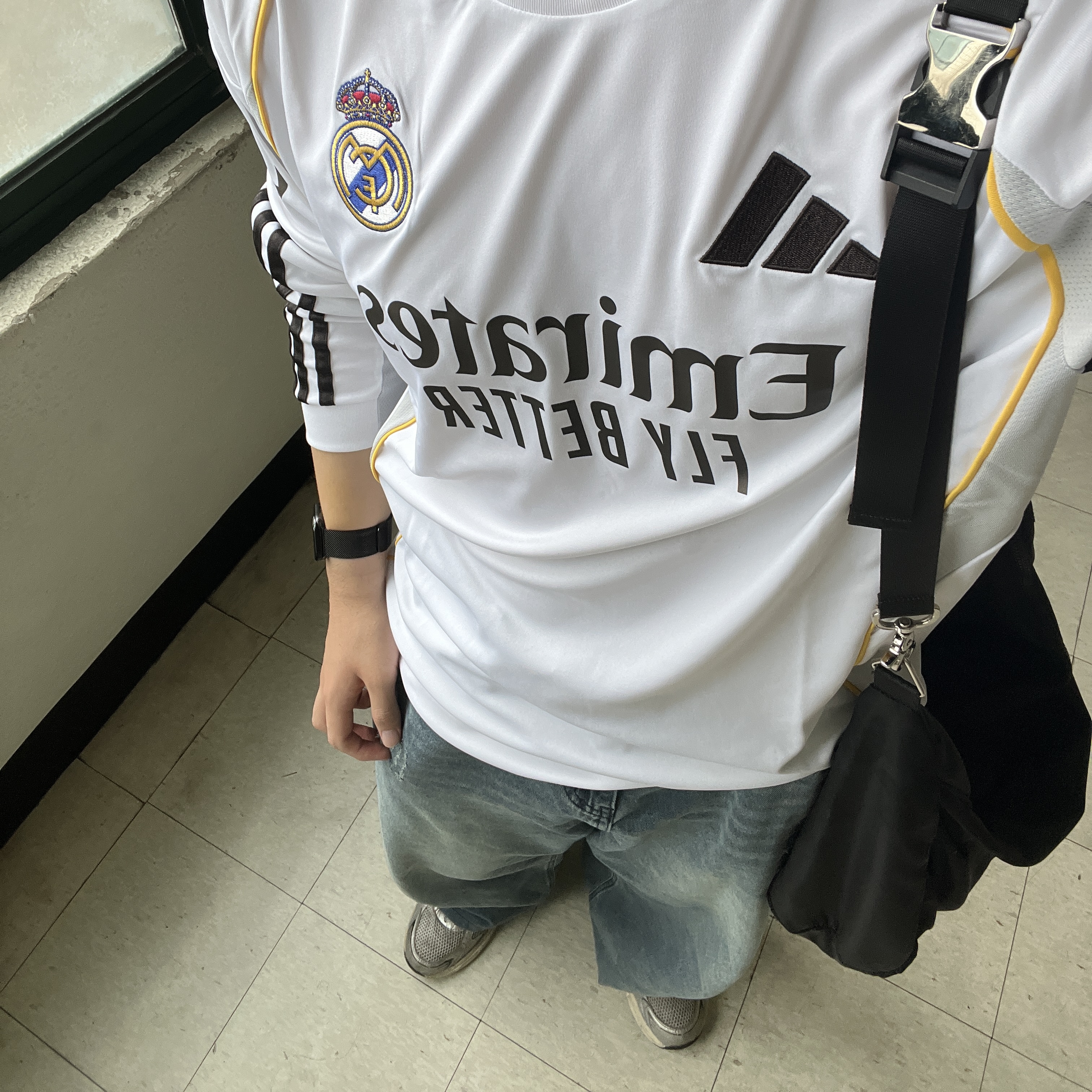 Adidas Real Madrid 2025/26 Home Long Sleeve Jersey White - KR Sizing (Non Marking Ver.) 착용 스타일