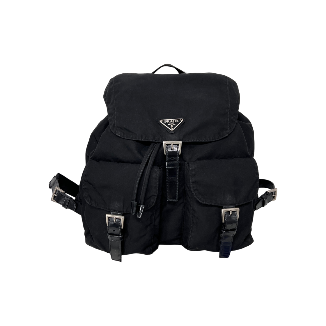 ITIHMD9V6J9T Prada Triangle Logo Medium Nylon Backpack Black