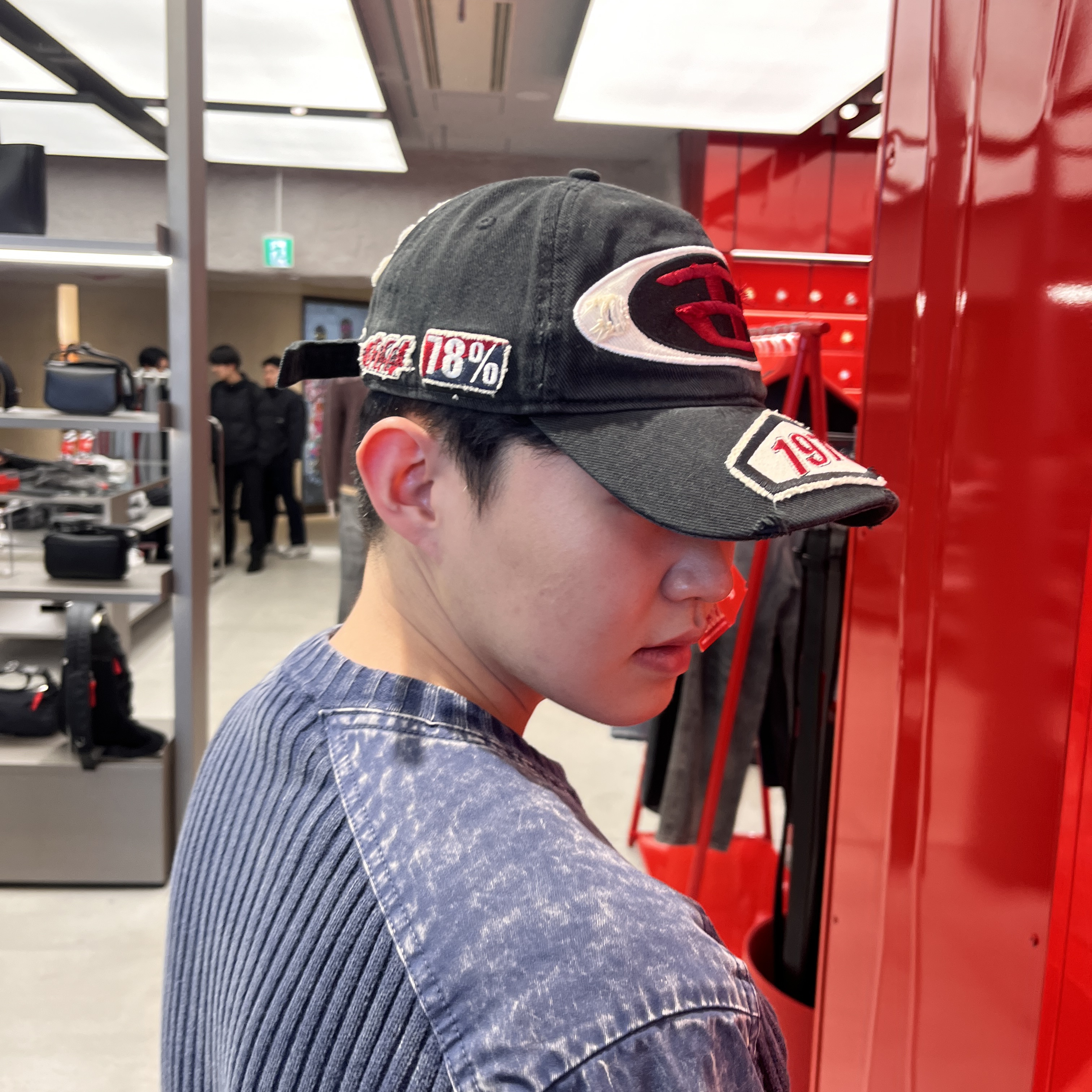 Diesel C-Braff Baseball Cap with Embroidered Patch Black 착용 스타일