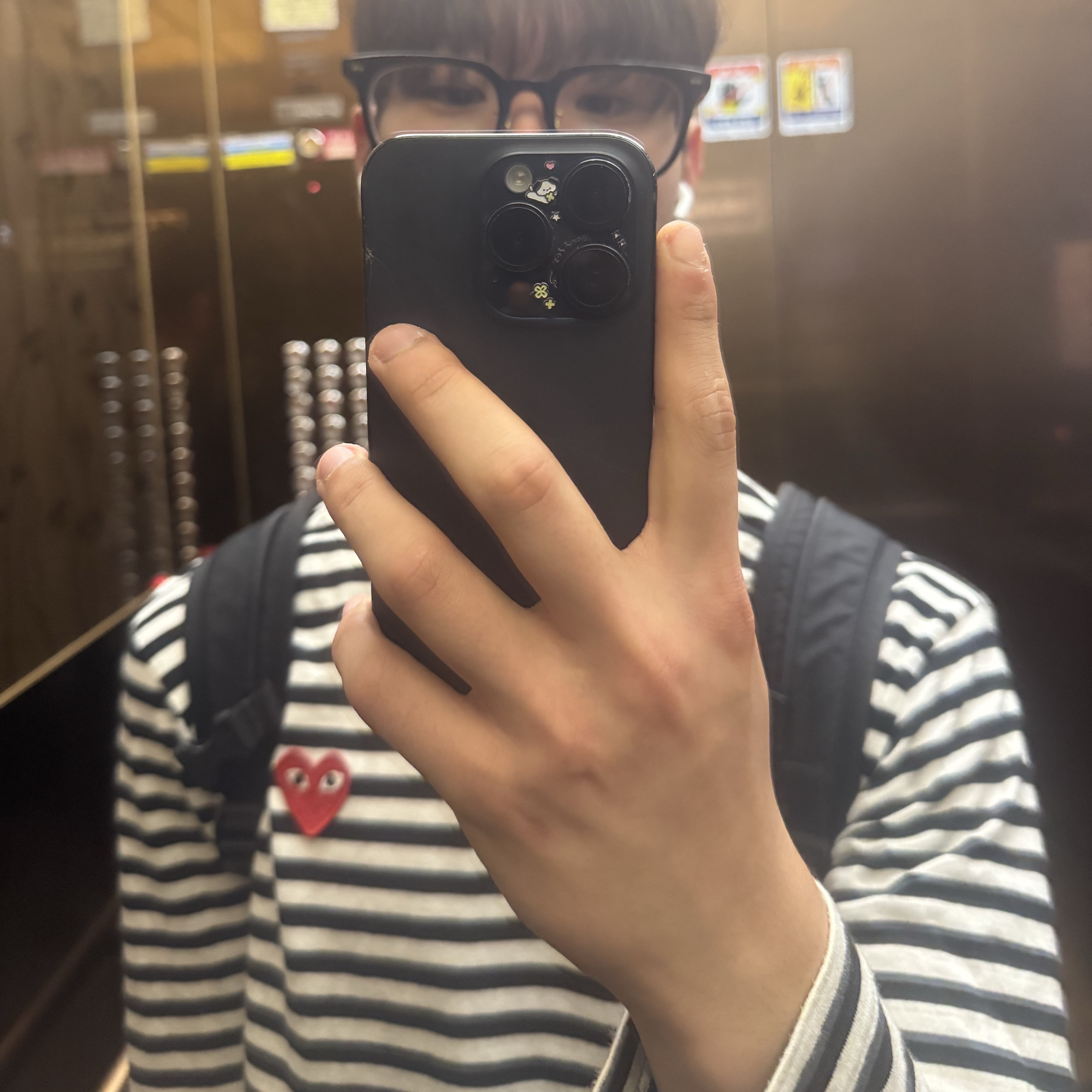 Play Comme des Garcons Striped LS T-Shirt Black White, Adidas Germany Tiro Travel Full-Zip Windbreaker Black - KR Sizing (Non Marking Ver.) 착용 스타일 - 1
