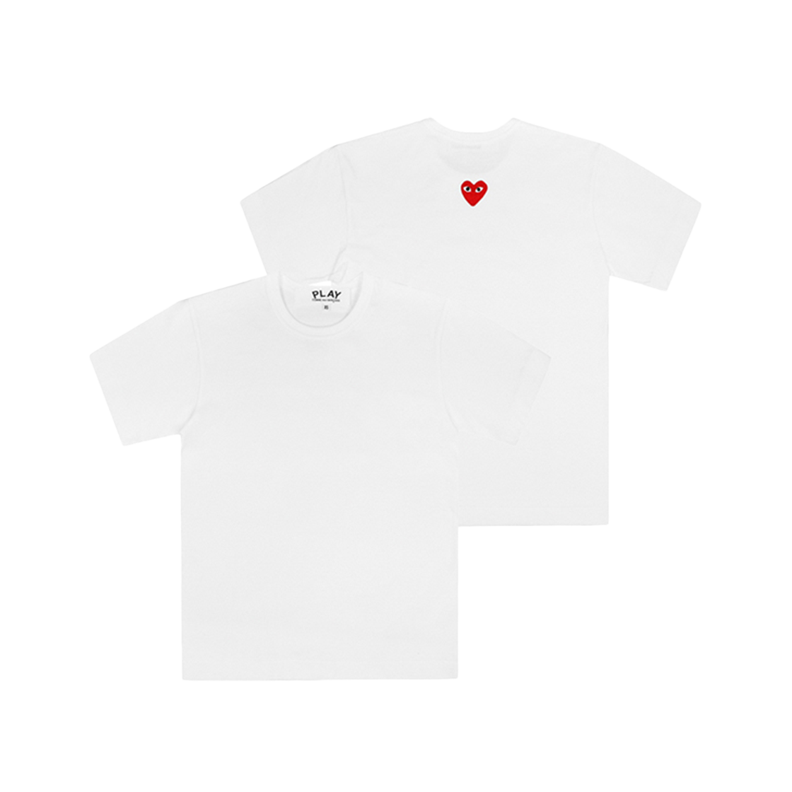 [25% 쿠폰] 플레이 꼼데가르송 클래식 레드 하트 온 백 티셔츠 화이트([25% 쿠폰] Play Comme des Garcons Classic Red Heart On Back T-shirt White)
