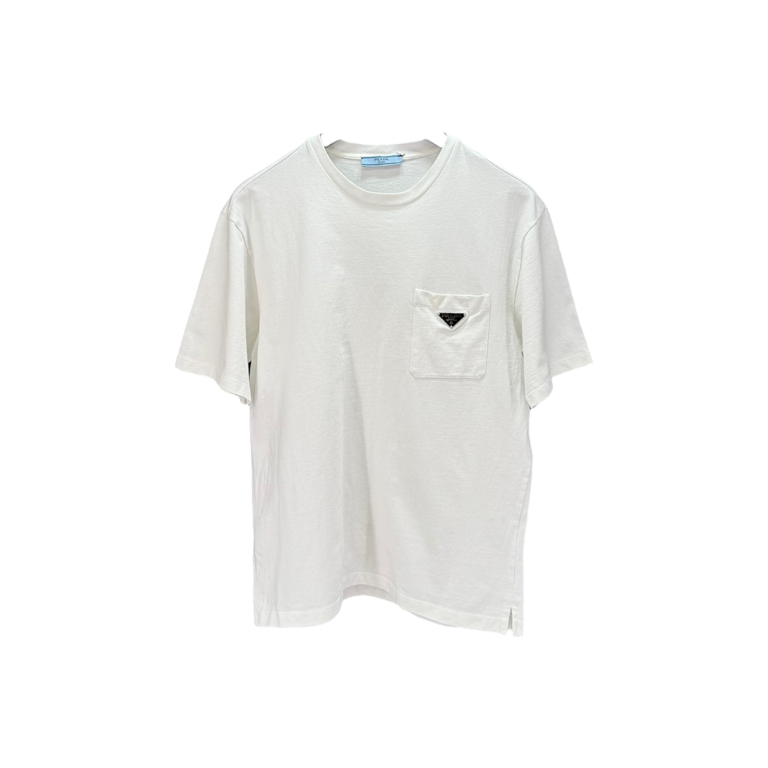 ITUO5WJ7O6GC Prada Triangle Logo Pocket T Shirt White