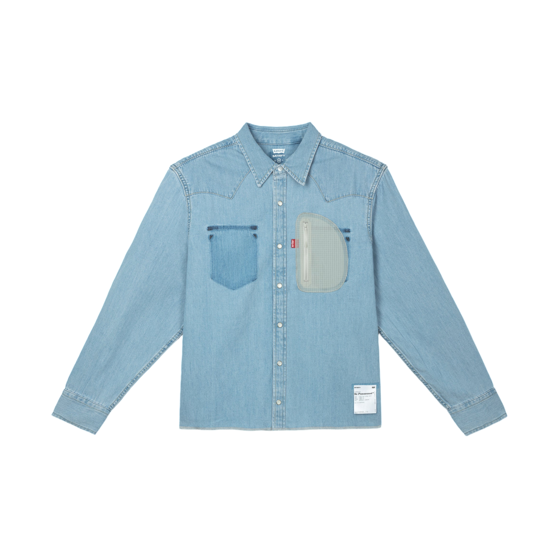 새티스파이 x 리바이스 리포제스드 클라임 셔츠 에이지드 블루(Satisfy x Levi's Re‑Possessed Climb Shirt Aged Blue) - 1