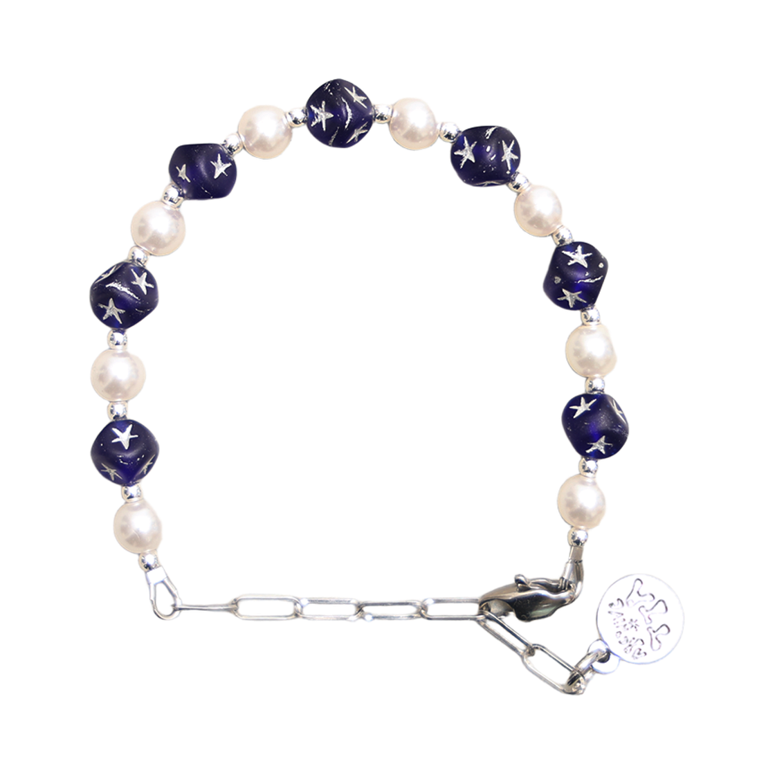 토우토우아카이브 스타 큐브 펄 팔찌 네이비(TOWTOW.ARCHIVE Star Cube Pearl Bracelet Navy)