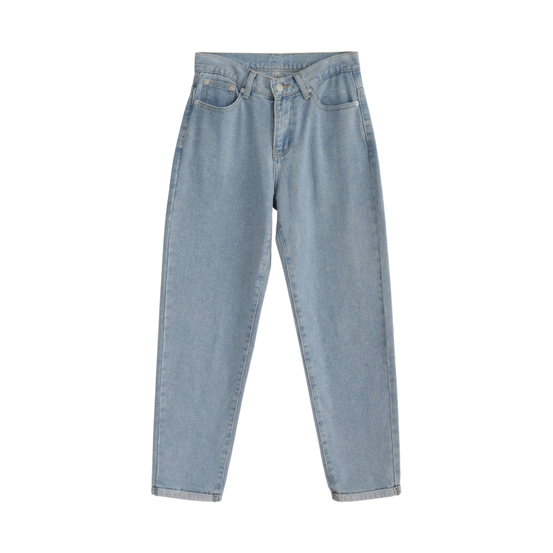 GW3932 GCLIP Fleece-Lined Warm Color-Blocked Straight Denim Pants
