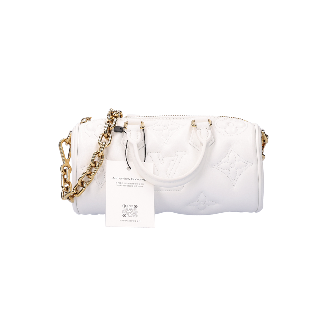 IT6KQPEOJ3AE Louis Vuitton Monogram Bubblegram Papillon BB Mini Tote Bag in White Calfskin