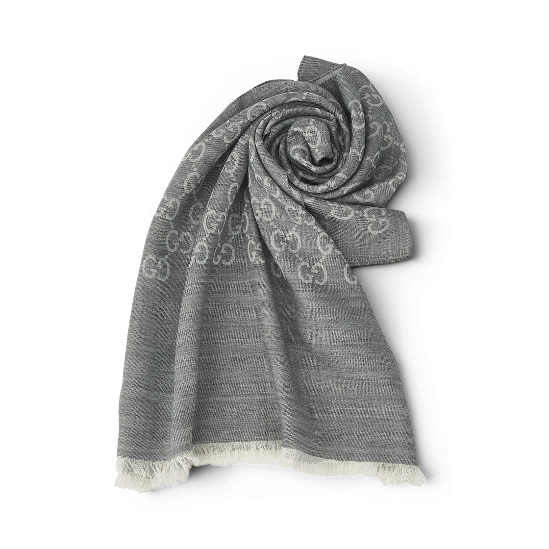 (W) 구찌 GG 울 실크 자카드 스카프 그레이((W) Gucci GG Wool Silk Jacquard Scarf Grey) - 3
