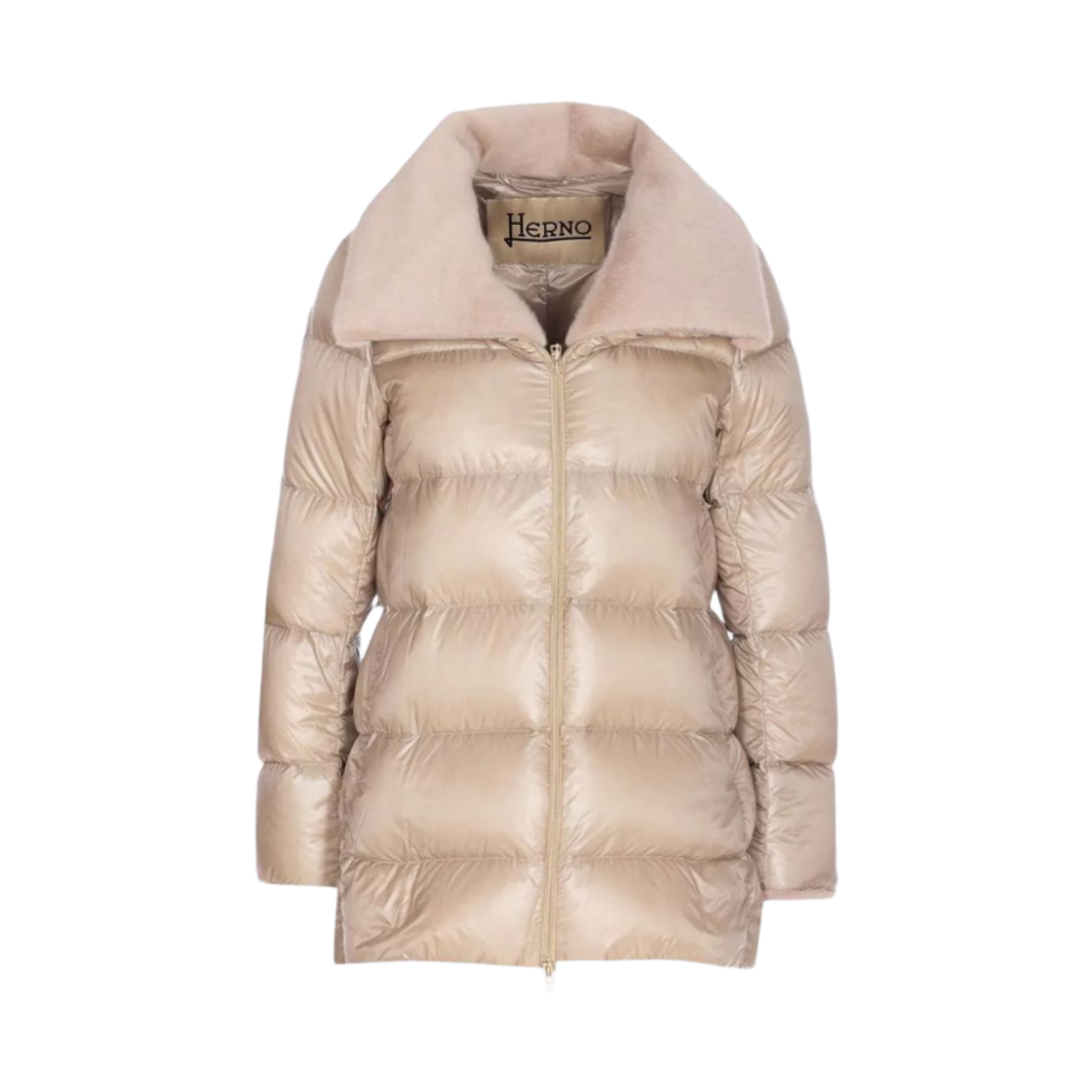 (W) 에르노 나일론 울트라라이트 레이디 얼터너티브 퍼 A-쉐입 자켓 샹티((W) Herno A-Shape Jacket in Nylon Ultralight and Lady Alternative Fur Chantilly)