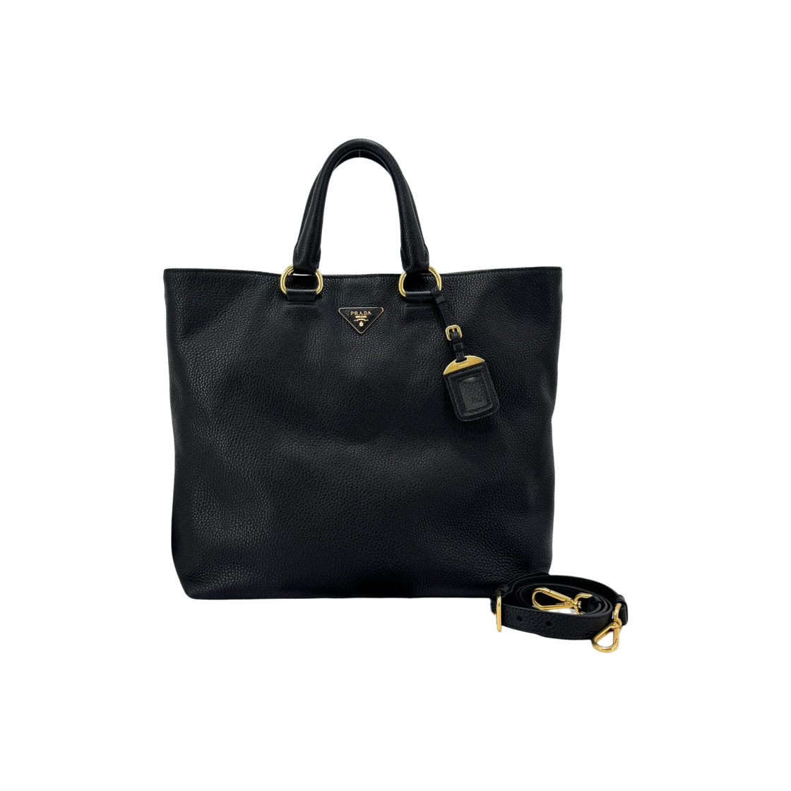 ITWRJQ9O8F24 Prada Vitello Daino Tote Shoulder Bag Black BN1713