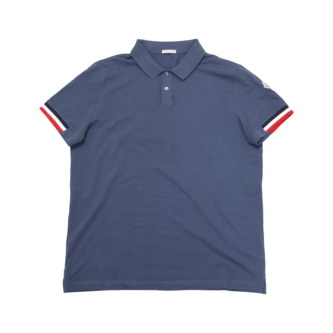 ITDGMV3BIQ5M Moncler Tricolor Accent Polo Shirt Blue