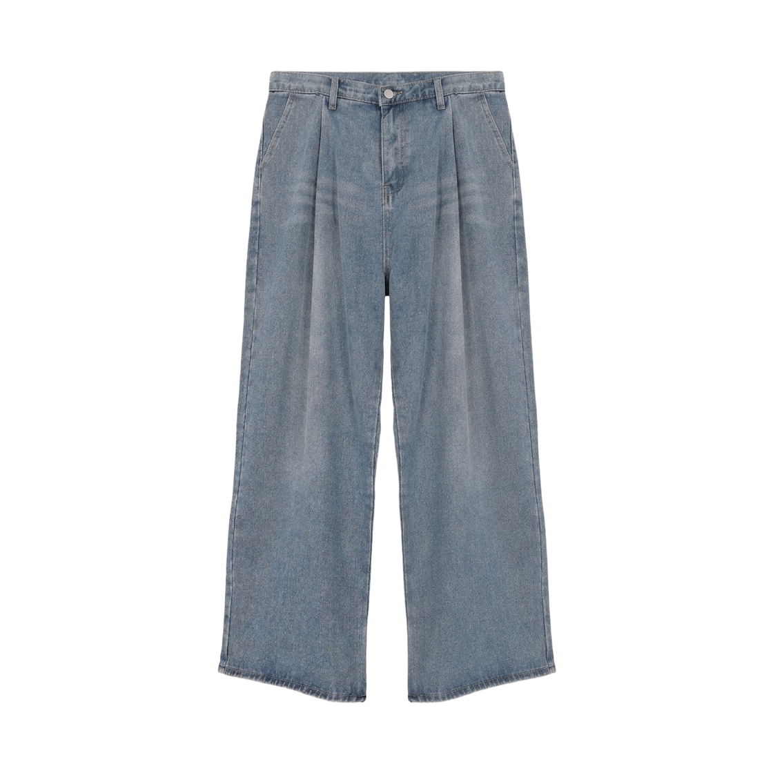 GW3946-블루 GCLIP Warm Fleece Pin-Tuck Wide Denim Jeans Blue