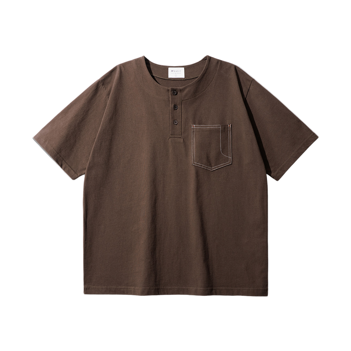 JJST1575_brown_29 FP142 Jin Henry Neck Short Sleeve Brown JJST1575