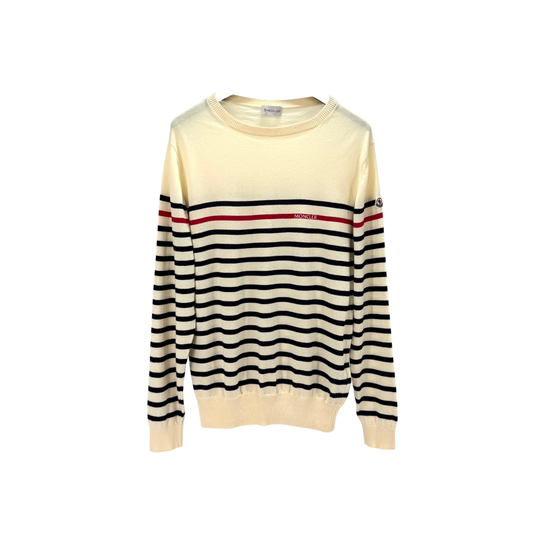 ITQ399LHR2SV Moncler Stripe Knit Ivory