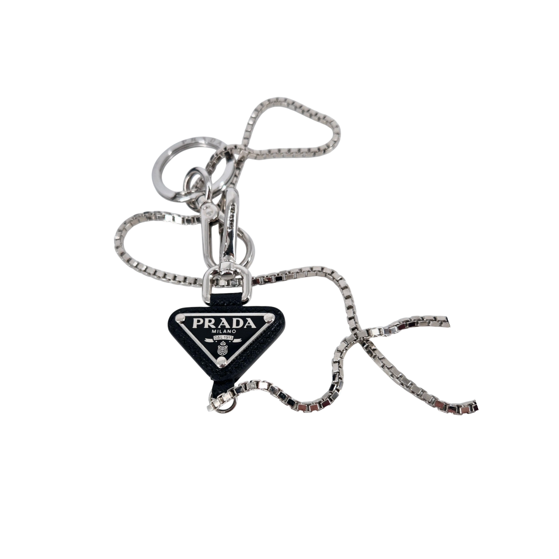 ITJTF26ON6N5 Prada Triangle Logo Metal Keyring Steel 2PM033