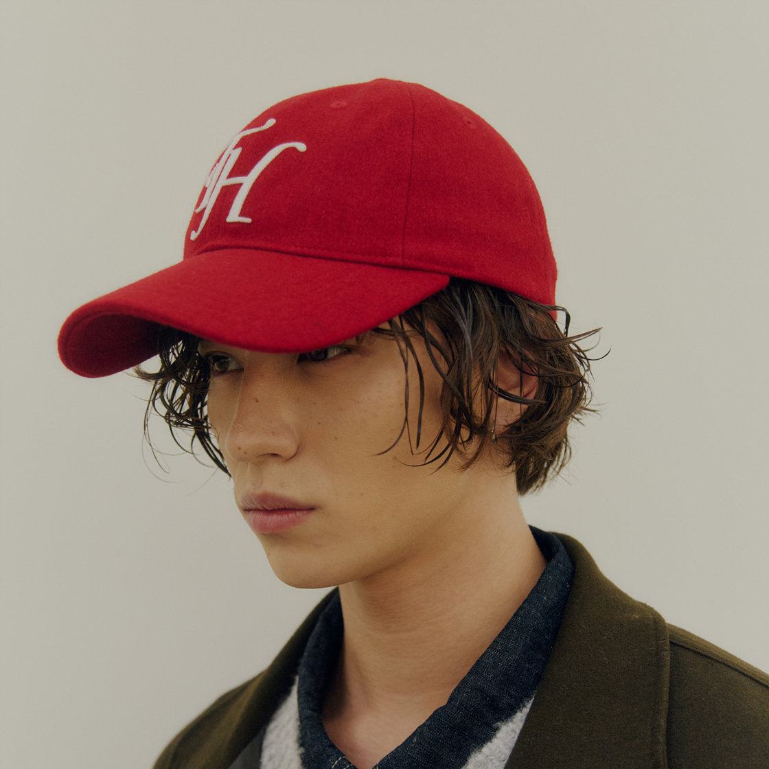트래픽하모니 울블랜드 TH 아플리케 로고 딥핏 볼캡 레드(Traffic Harmony Wool Blend TH Applique Logo Deep Fit Ball Cap Red) - 4