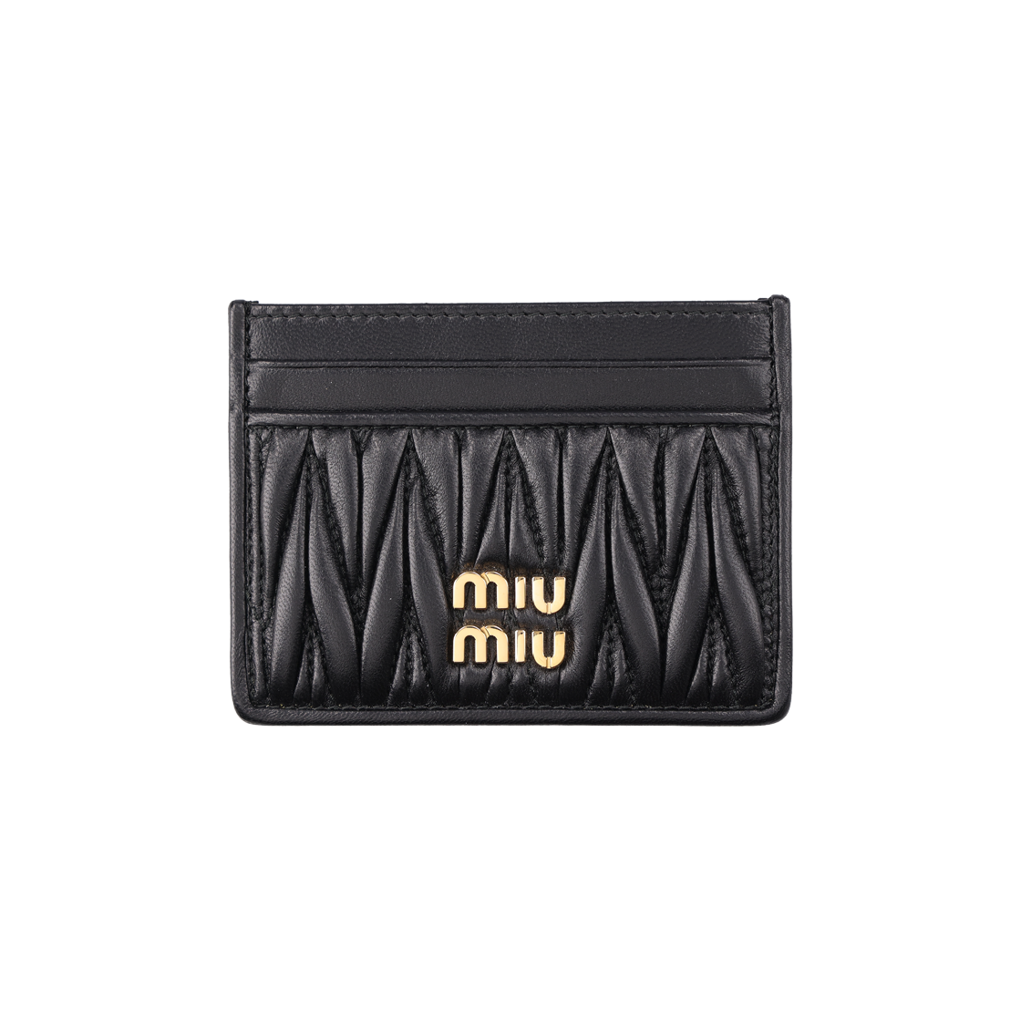 IT78VE9QKQB8 Miu Miu 5MC076 Matelasse Napa Leather Card Wallet Black