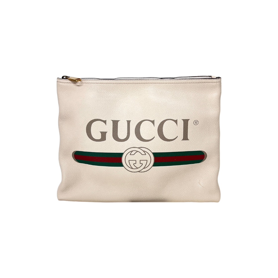 ITUIPOC7D6W6 Gucci Web Logo Clutch Bag White 500981
