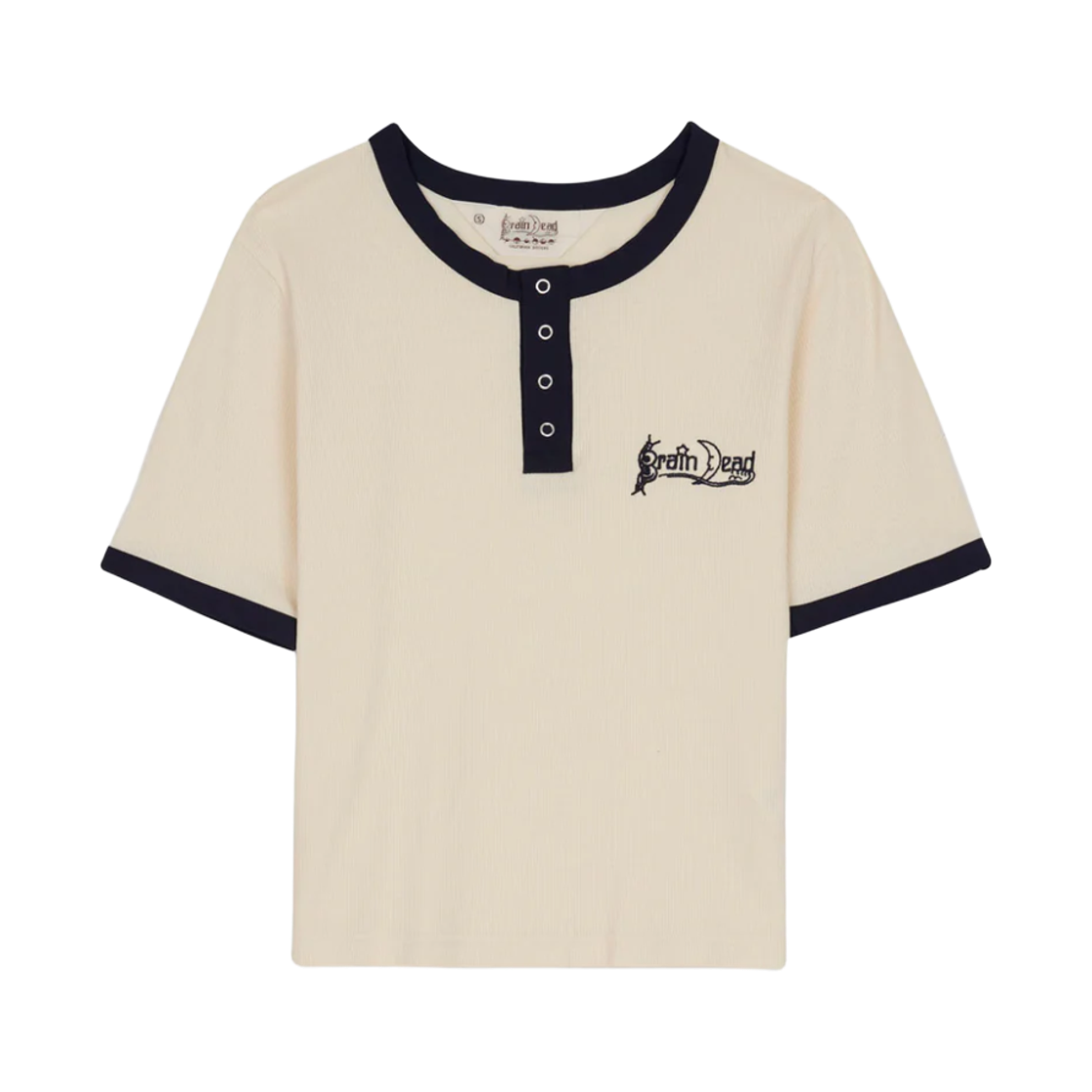 (W) 브레인 데드 립드 헨리 티셔츠 내츄럴((W) Brain Dead Ribbed Henley T-Shirt Natural) - 1