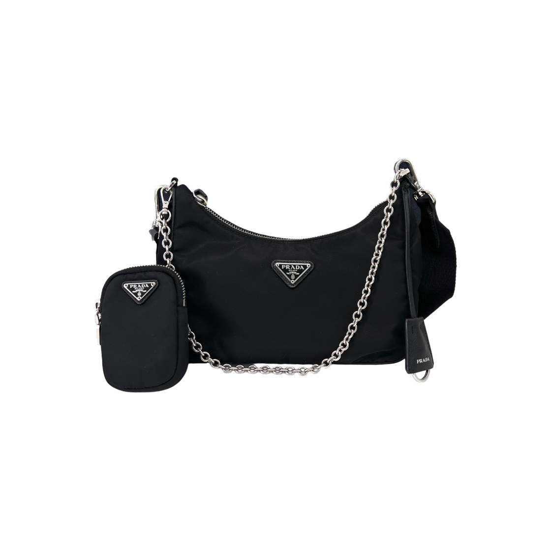 ITOSF9S8ORAL Prada Nylon Multi Tessuto Hobo Crossbody Bag Black