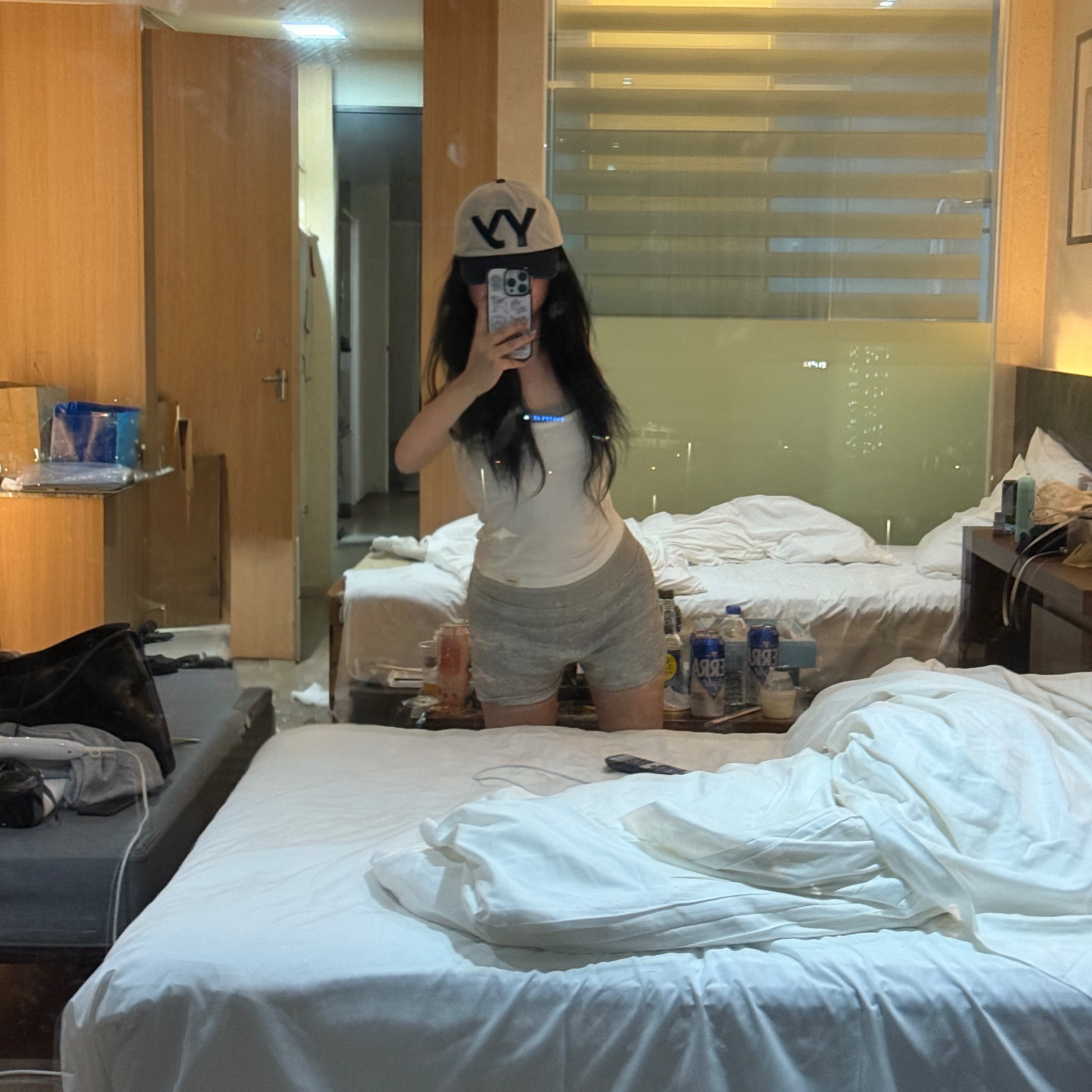 Open Yy Cotton Ball Cap Multi 착용 스타일