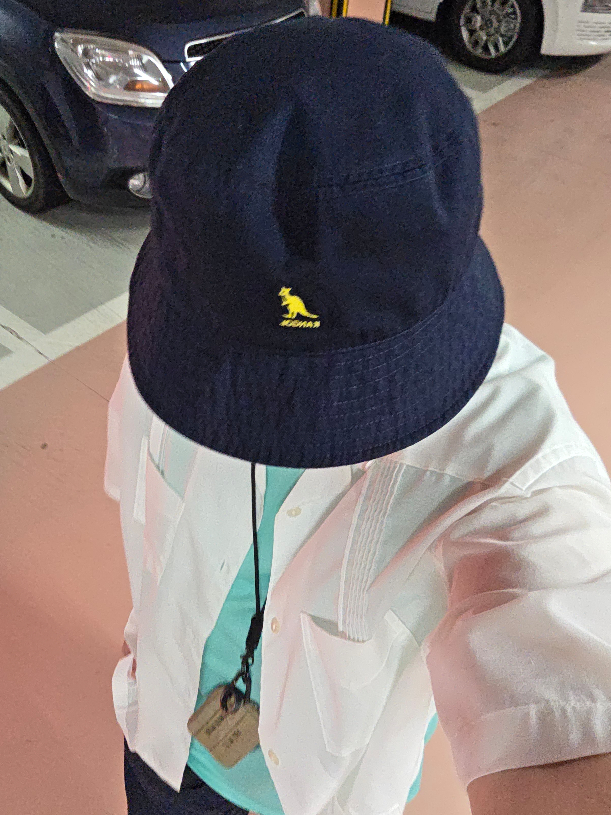 Kangol Washed Bucket Hat Navy, Jordan 1 Low SE New Emerald 착용 스타일 - 3