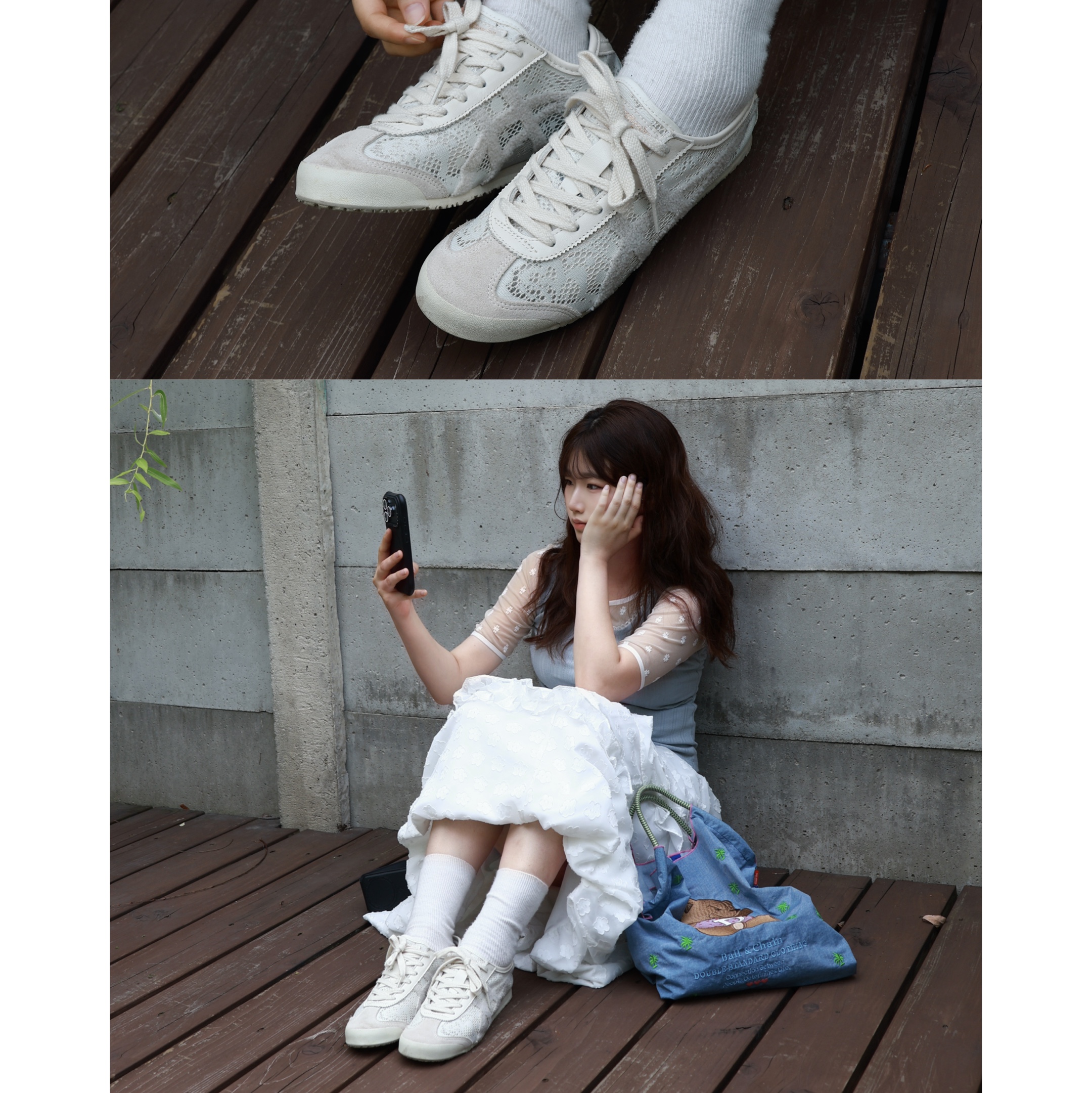 Onitsuka Tiger Mexico 66 Beige 착용 스타일 - 2