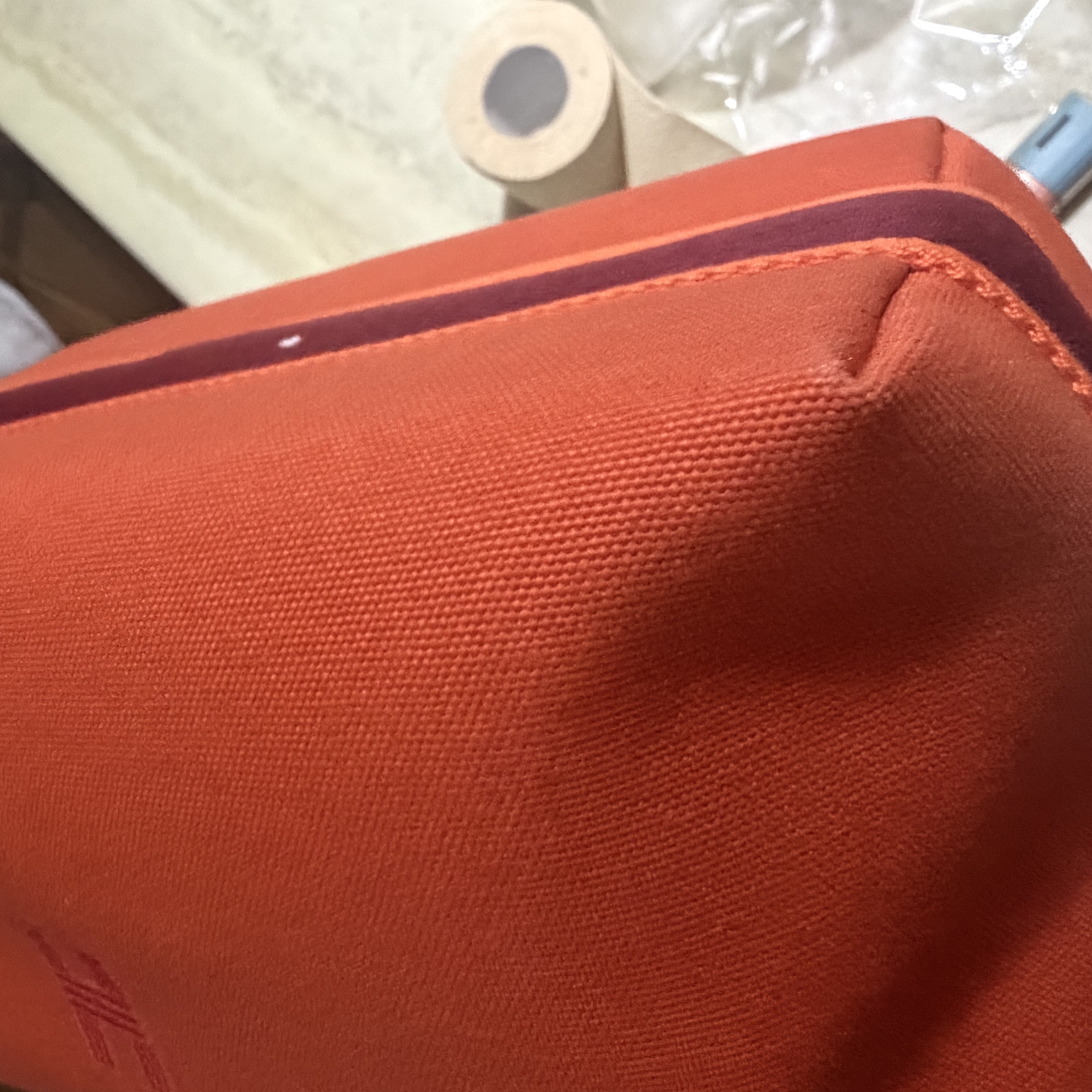 Hermes Large Bride-A-Brac Case Canvas & Orange Feu 착용 스타일 - 3