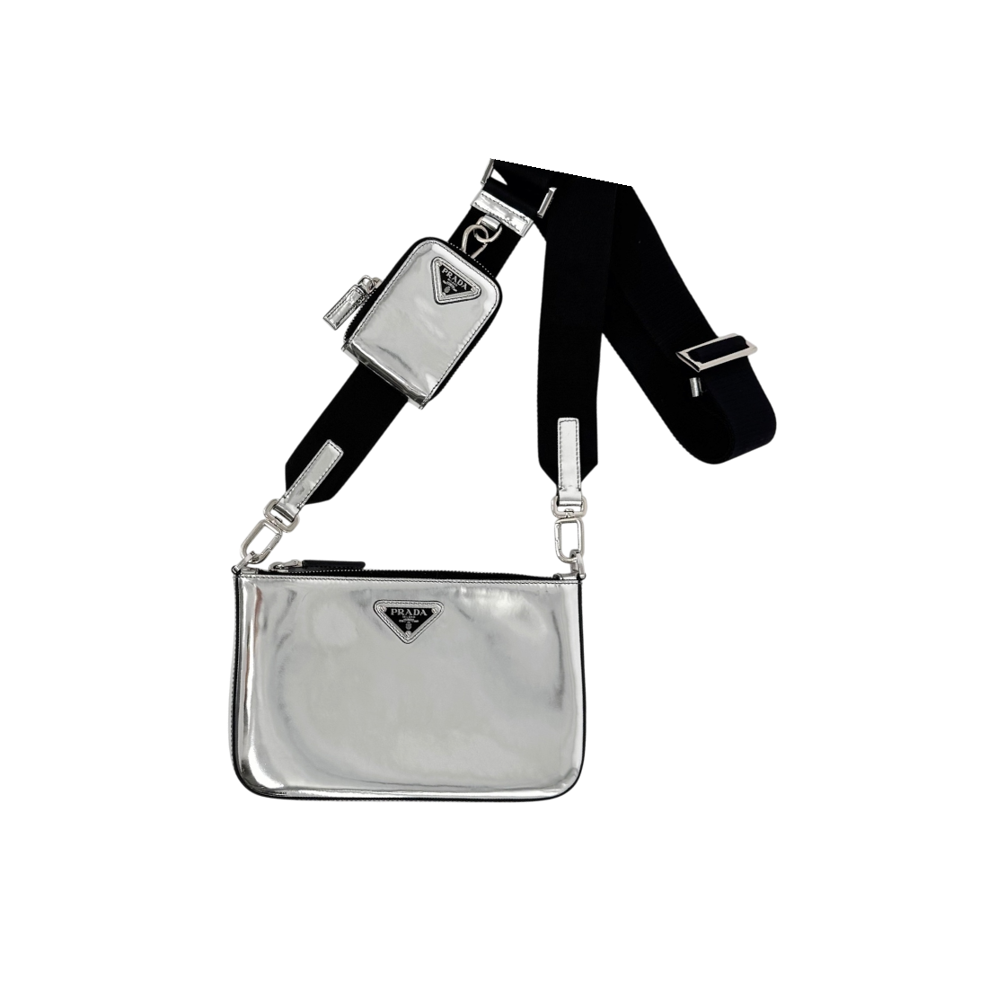 ITA69G8A6O5F Prada Brushed Silver Leather Crossbody Bag