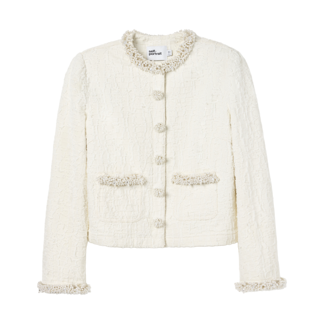 셀프 포트레이트 우먼 텍스처드 데님 자켓 크림 - 26FW(Self Portrait Women Textured Denim Jacket Cream - 26FW)