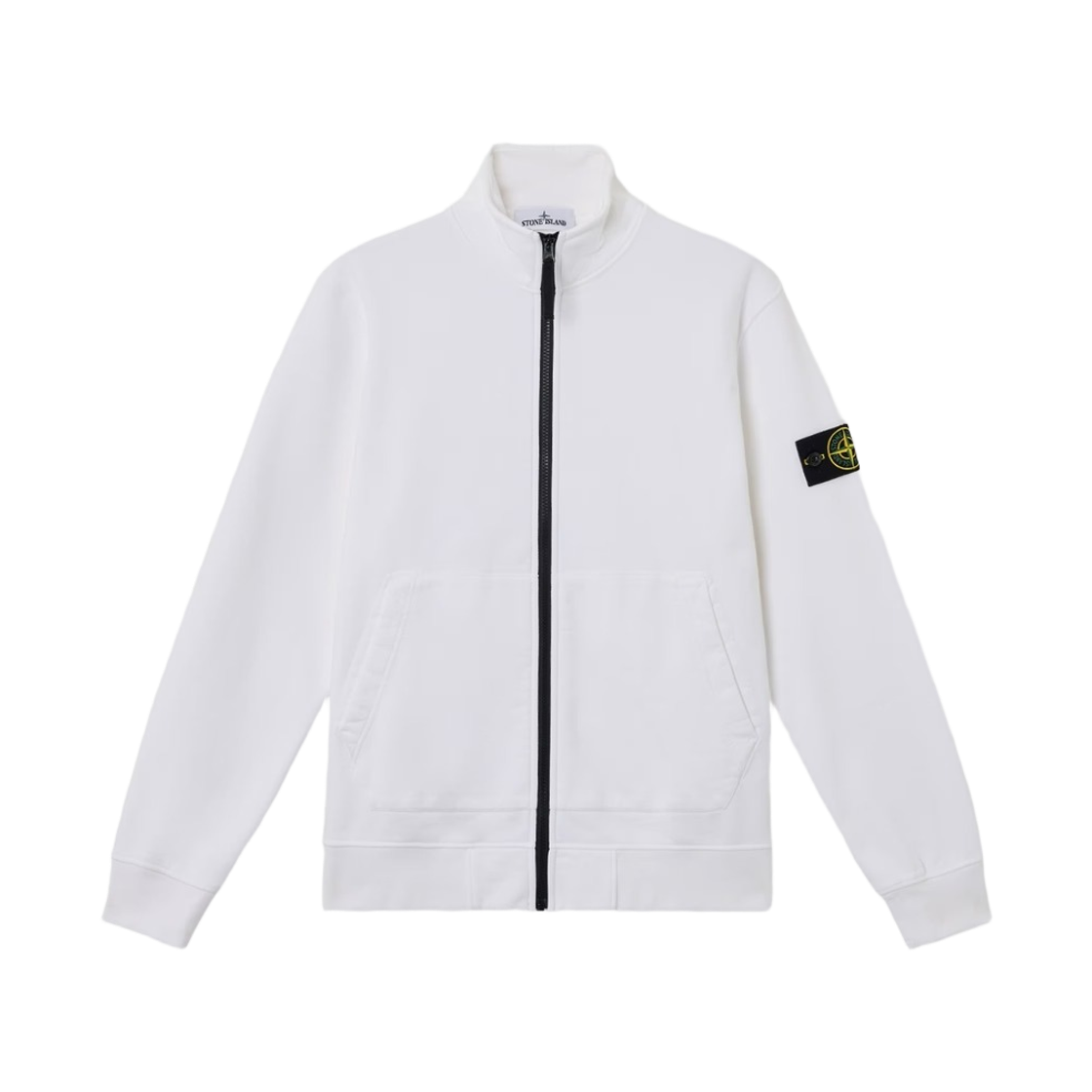L2S1561000-63S0051-V0001 Stone Island 6100063 Organic Cotton Fleece Regular Fit Track Jacket with Pockets White - 26FW