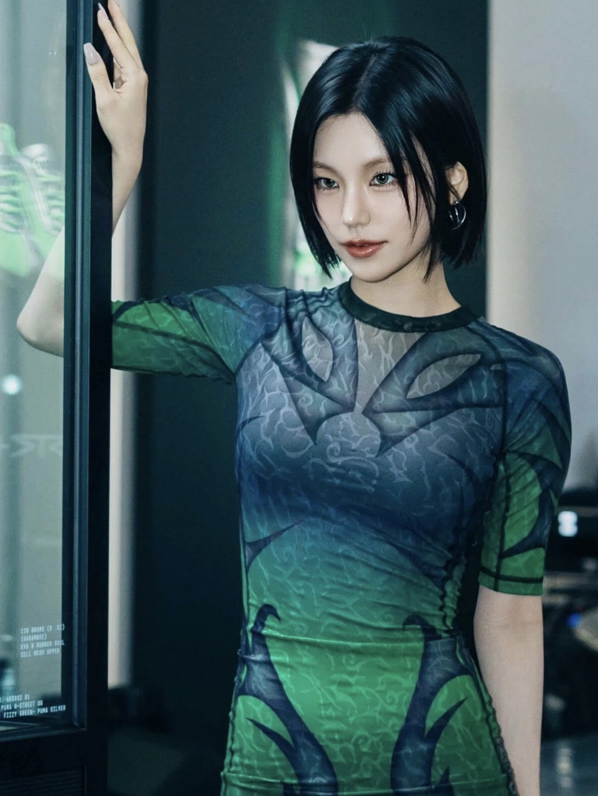 (W) Puma x Aries Dress Fluro Green Pes 착용 스타일