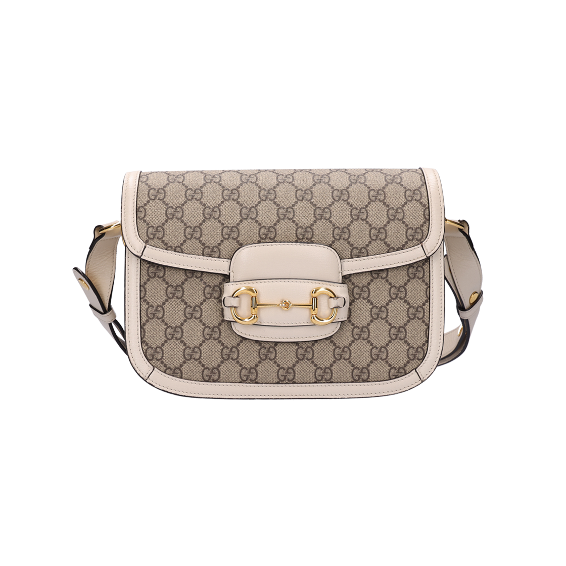 IT33QA59WAK6 Gucci 602204 Horsebit 1955 Canvas Shoulder Bag Beige