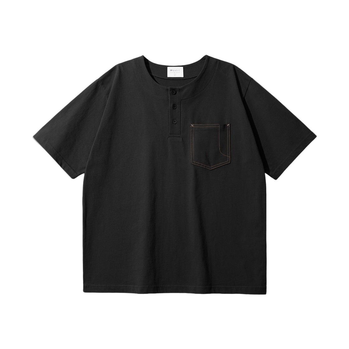 JJST1575_black_29 FP142 Jin Henry Neck Short Sleeve Black JJST1575