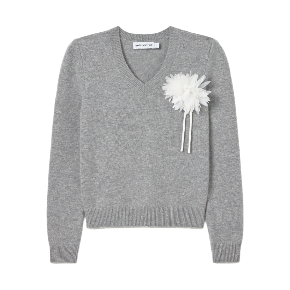 셀프 포트레이트 우먼 플라워 울 점퍼 그레이 - 26FW(Self Portrait Women Flower Wool Jumper Grey - 26FW) - 1