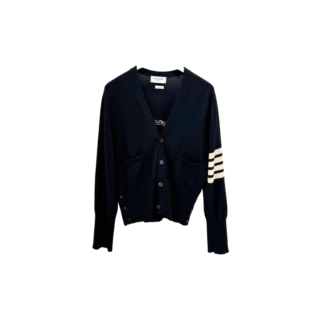 ITW8VIHAFHSG Thom Browne Mr. Thom Merino Cardigan Black MKC370A