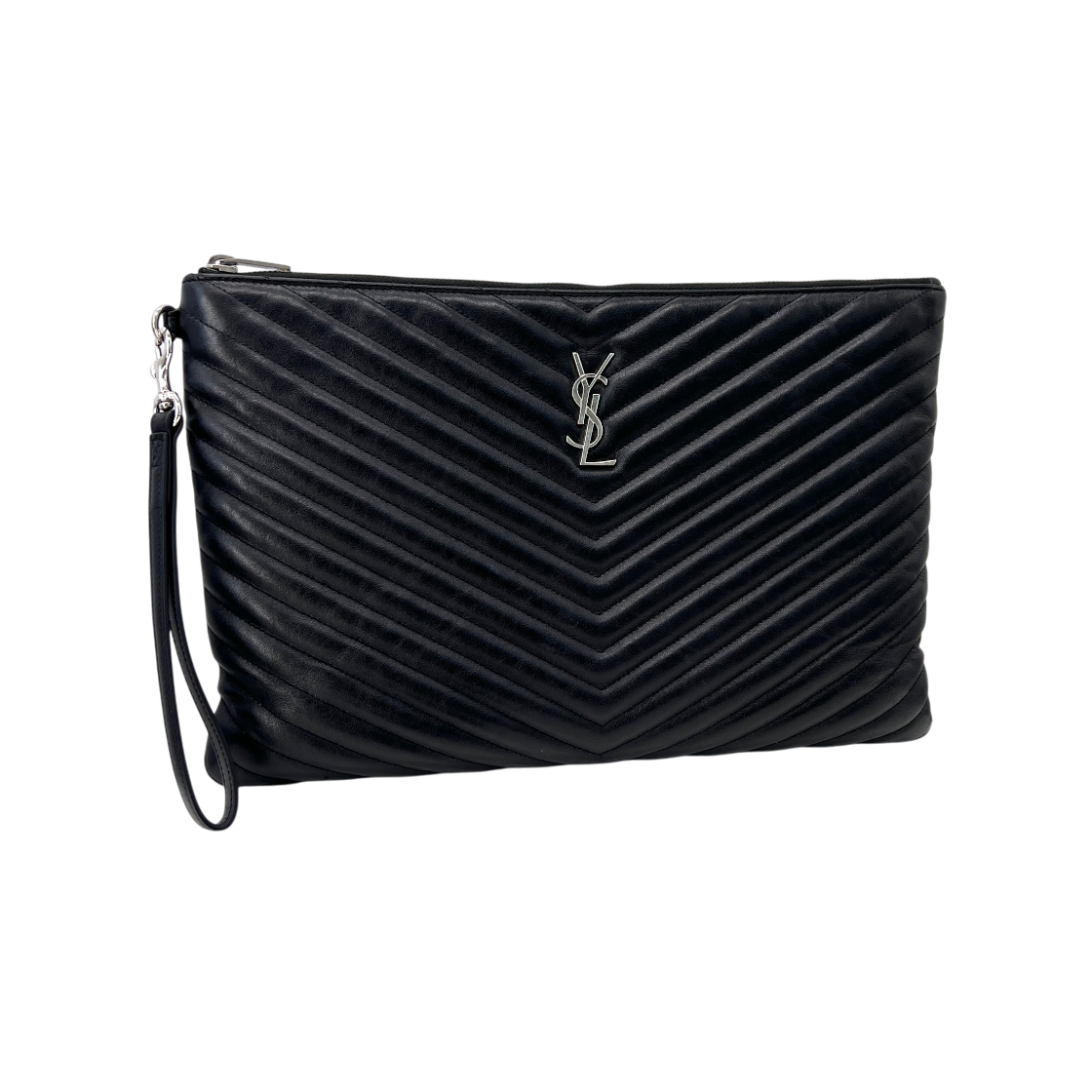 IT5BAJPQ5M77 Saint Laurent Matelasse Large Black Women Clutch Bag