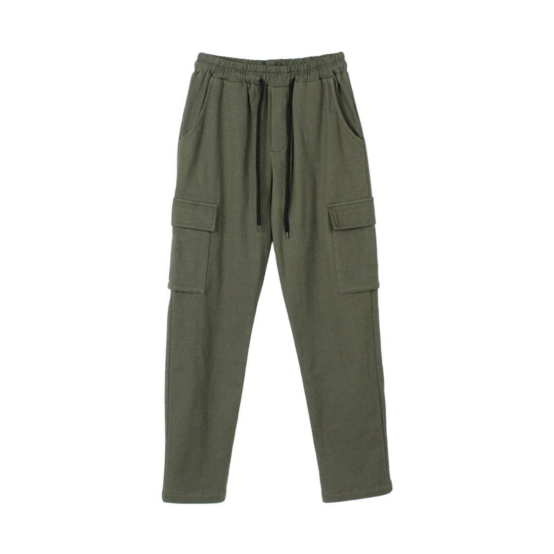 GW3916-카키 GCLIP Warm Fleece-Lined Waist-Banded Pocket Cargo Stretch Cotton Pants Khaki