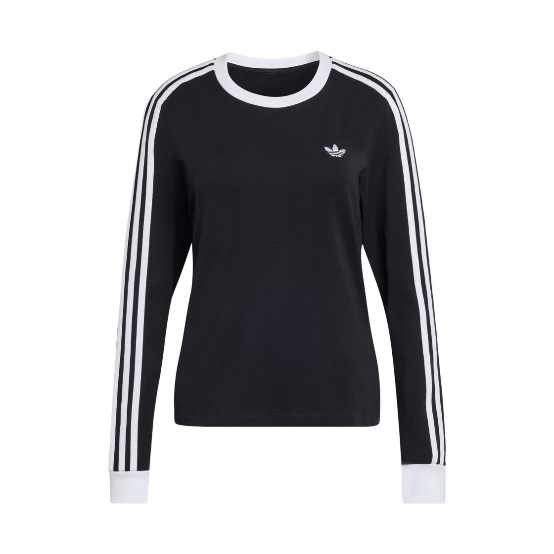 KD7964 (W) Adidas 3-Stripes Long Sleeve Slim Fit T-Shirt Black White - KR Sizing