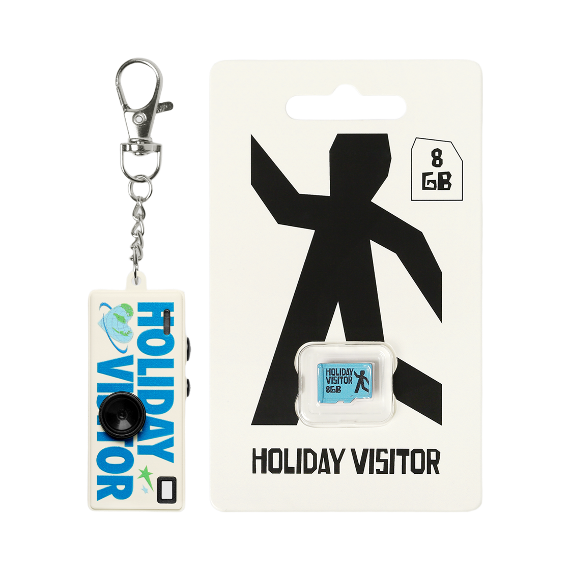 P0000BLY-IV-SD HOLIDAY VISITOR Snap Keyring Camera - Ivory + Micro SD Card(8GB)