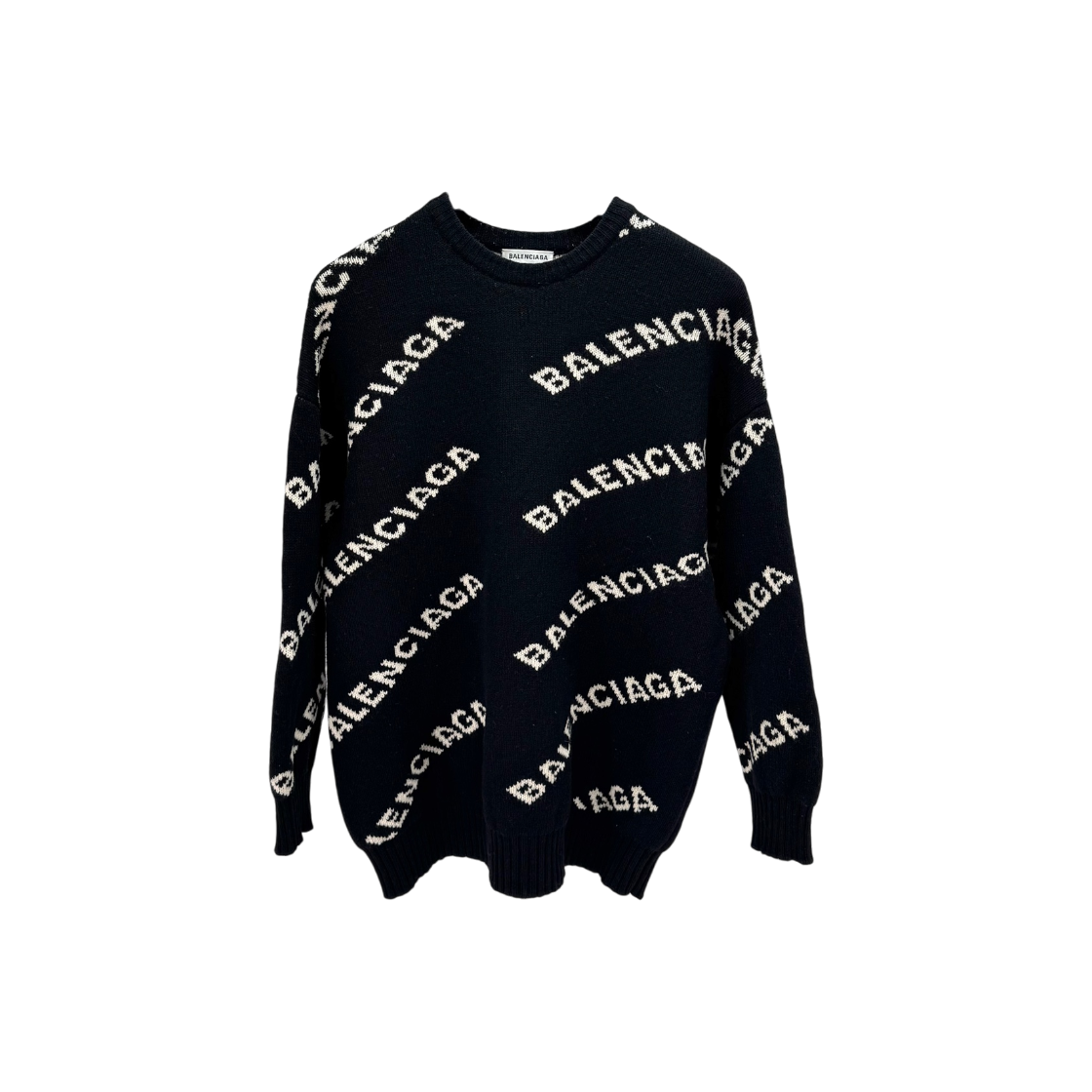 ITD4R33BPTKV Balenciaga Multi Logo Knit Sweater Black 529060