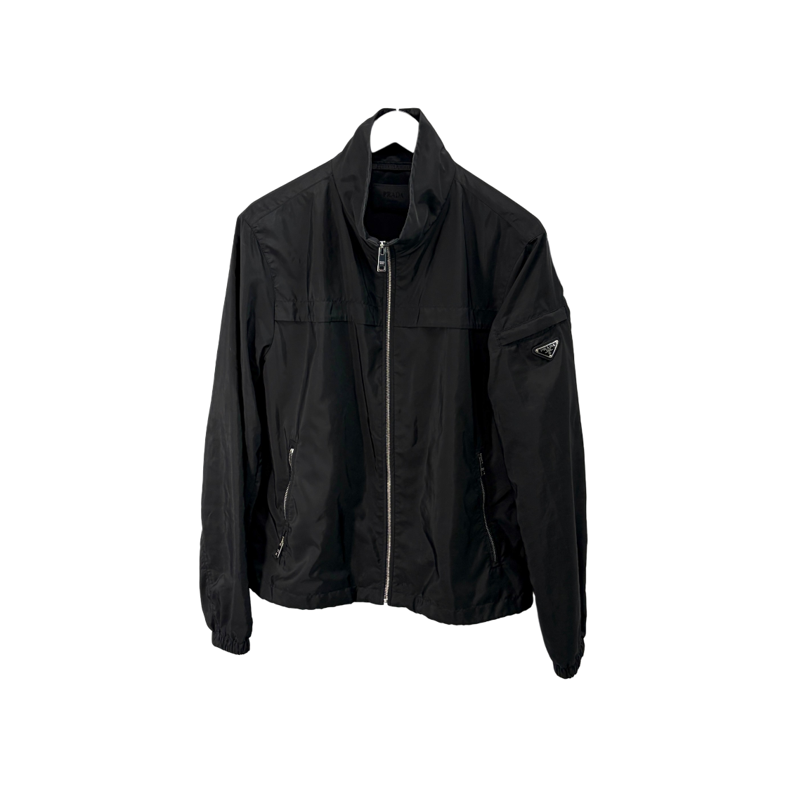 IT3QVNWD5WEA Prada Triangle Logo Nylon High Neck Men Windbreaker Jacket Black