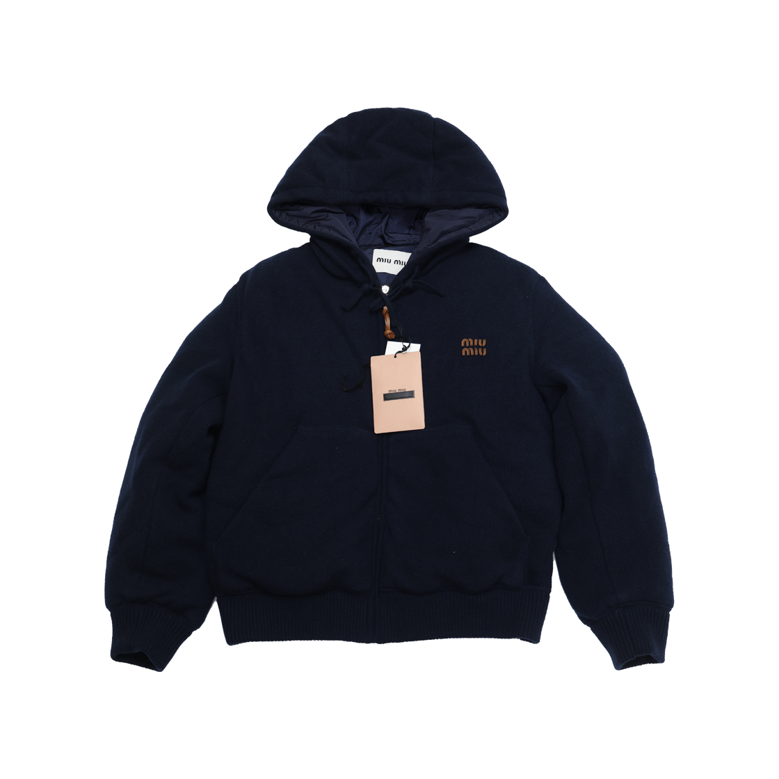 IT3DWNESQAFR Miu Miu ML949 Hooded Down Jacket Blue